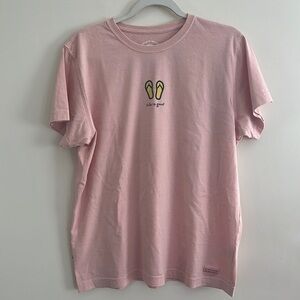 Life is Good Pink Tee Do what you Like Graphic sz L‎ Casual Women’s Summer Beach